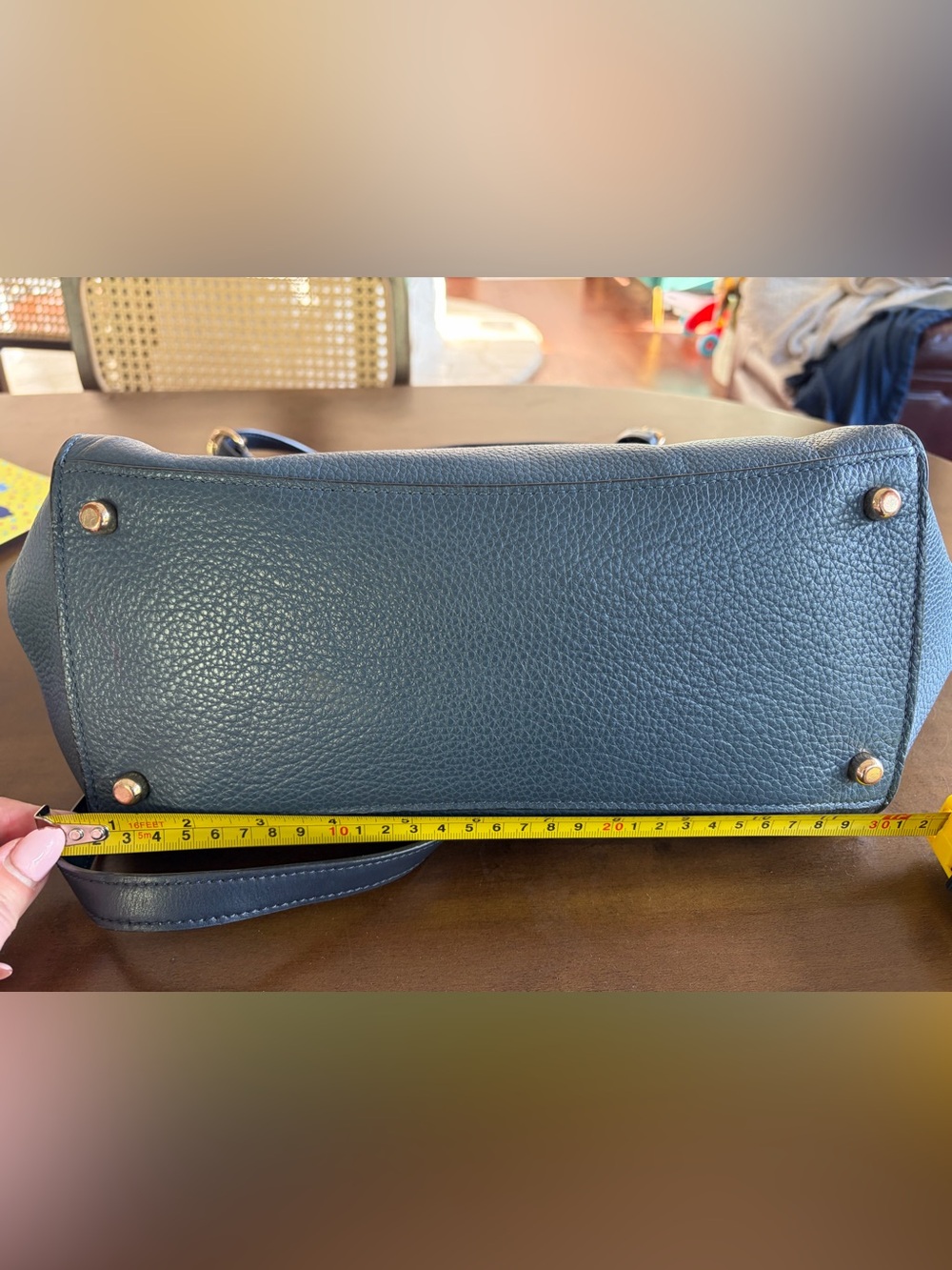 Coach Kleo Carry All Blue Leather Shoulder Bag - Picture 13 of 16